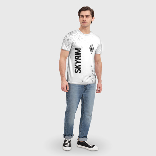 Мужская футболка 3D Skyrim glitch на светлом фоне: надпись, символ, цвет 3D печать - фото 5
