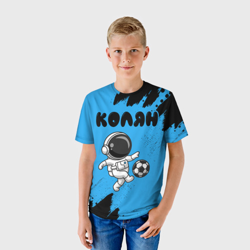 Детская футболка 3D Колян космонавт футболист, цвет 3D печать - фото 3
