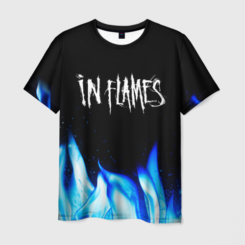 Мужская футболка с принтом In Flames blue fire, вид спереди №1