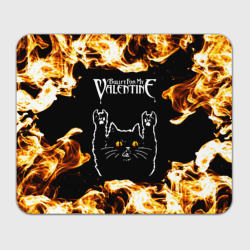 Прямоугольный коврик для мышки Bullet For My Valentine рок кот и огонь