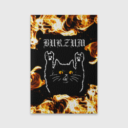Обложка для паспорта матовая кожа Burzum рок кот и огонь