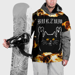 Накидка на куртку 3D Burzum рок кот и огонь