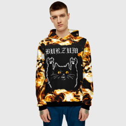 Мужская толстовка 3D Burzum рок кот и огонь - фото 2