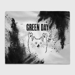 Плед 3D Green Day рок кот на светлом фоне