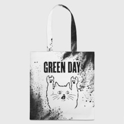 Шоппер 3D Green Day рок кот на светлом фоне