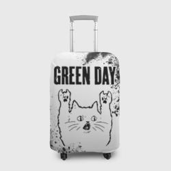 Чехол для чемодана 3D Green Day рок кот на светлом фоне