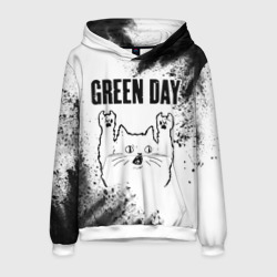 Мужская толстовка 3D Green Day рок кот на светлом фоне