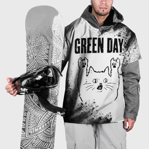 Накидка на куртку 3D Green Day рок кот на светлом фоне, цвет 3D печать