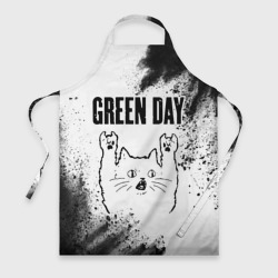 Фартук 3D Green Day рок кот на светлом фоне