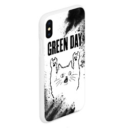 Чехол для iPhone XS Max матовый Green Day рок кот на светлом фоне - фото 2