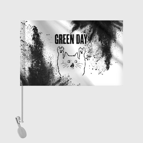 Флаг для автомобиля Green Day рок кот на светлом фоне - фото 2