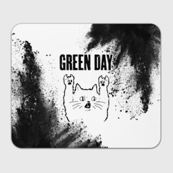 Прямоугольный коврик для мышки Green Day рок кот на светлом фоне