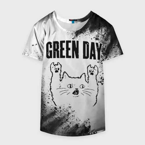 Накидка на куртку 3D Green Day рок кот на светлом фоне, цвет 3D печать - фото 4