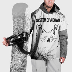 Накидка на куртку 3D System of a Down рок кот на светлом фоне