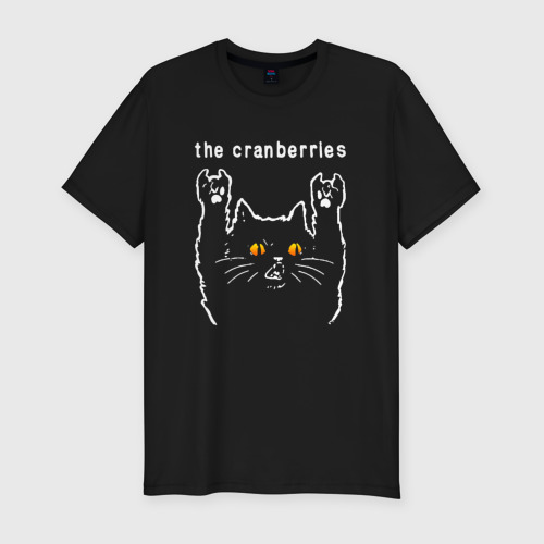 Мужская футболка хлопок Slim The Cranberries rock cat, цвет черный