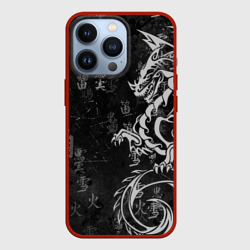 Чехол для iPhone 13 Pro White dragon - grunge