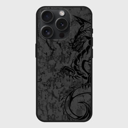 Чехол силиконовый для Apple iPhone 15 Pro матовый Black dragon - grunge