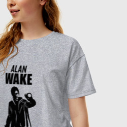 Женская футболка хлопок Oversize Алан Вейк с пистолетом - фото 2