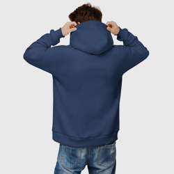 Худи с принтом Alan Wake logo для мужчины, вид на модели сзади №2. Цвет основы: темно-синий