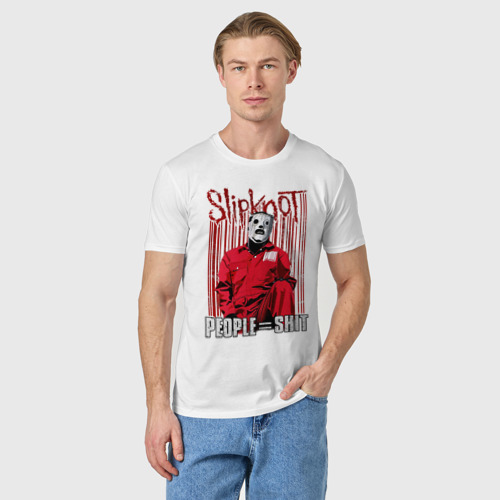 Мужская футболка хлопок Slipknot Corey, цвет белый - фото 3