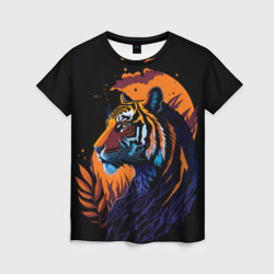 Женская футболка 3D Дикий тигр - минимализм
