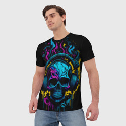 Мужская футболка 3D Череп - неонове искусство - фото 2