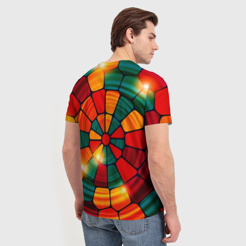 Мужская футболка 3D с принтом Круговая мозаика, вид сзади #2