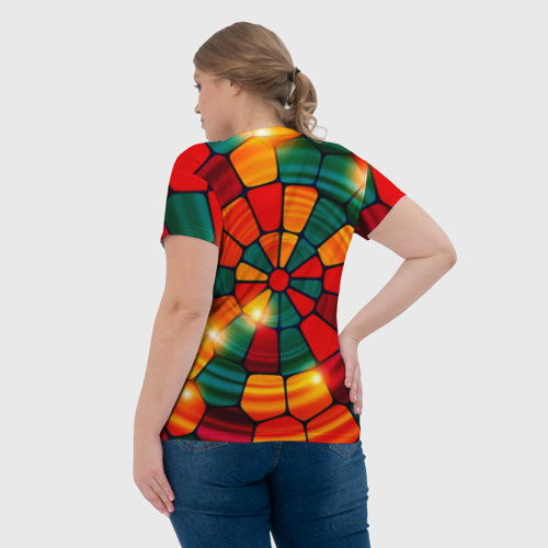 Женская футболка 3D Круговая мозаика, цвет 3D печать - фото 7