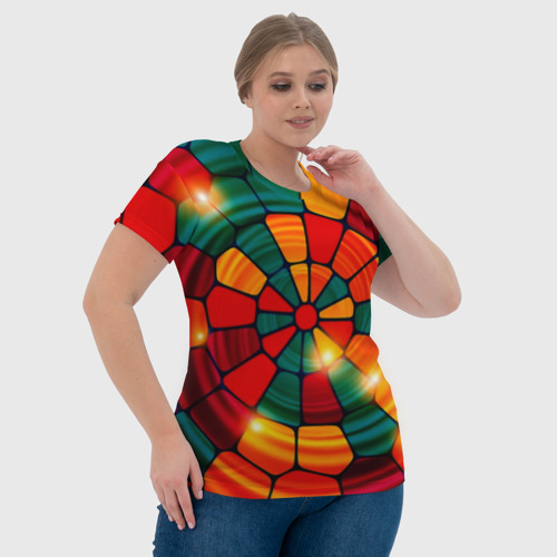 Женская футболка 3D Круговая мозаика, цвет 3D печать - фото 6