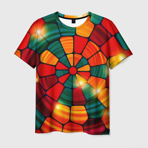 Мужская футболка 3D с принтом Круговая мозаика, вид спереди #2