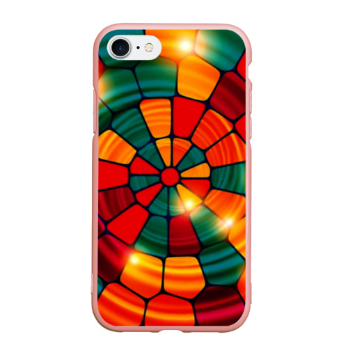 Чехол для iPhone 7/8 матовый с принтом Круговая мозаика, вид спереди #2