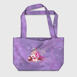 Пляжная сумка 3D Розовая гитара и цветочный орнамент