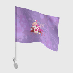 Флаг для автомобиля Розовая гитара и цветочный орнамент