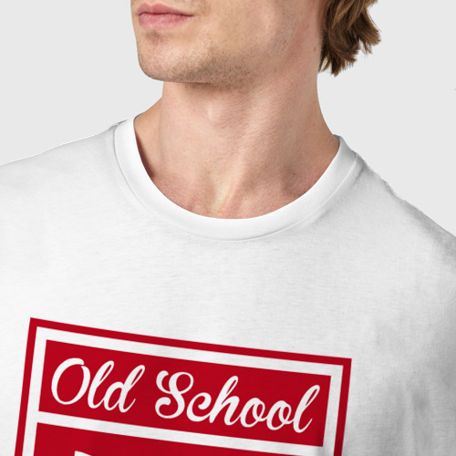 Мужская футболка хлопок Old school logo, цвет белый - фото 6