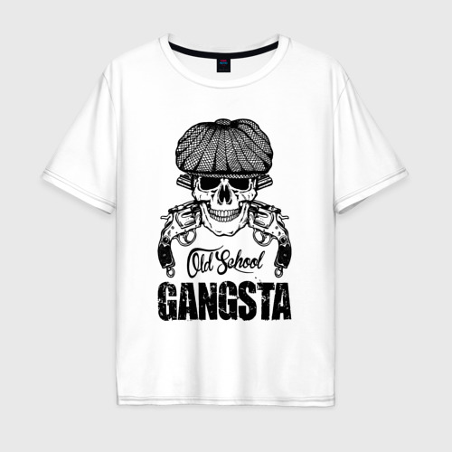 Мужская футболка хлопок Oversize Old school gangsta, цвет белый