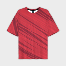 Мужская футболка oversize 3D Диагональные полосы красный
