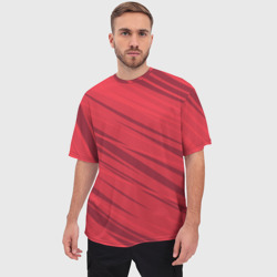 Мужская футболка oversize 3D Диагональные полосы красный - фото 2