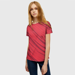 Женская футболка 3D Диагональные полосы красный - фото 2