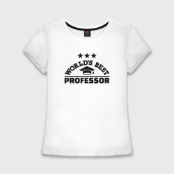 Женская футболка хлопок Slim Лучший в мире профессор