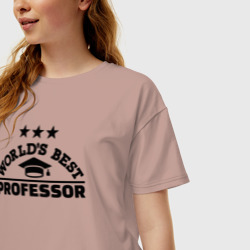Женская футболка хлопок Oversize Лучший в мире профессор - фото 2