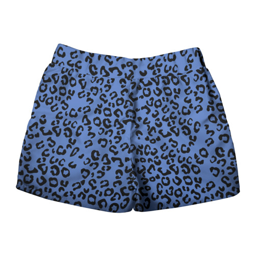 Женские шорты 3D с принтом Синий леопард, вид сзади #1