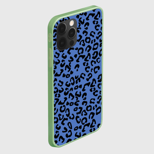 Чехол для iPhone 12 Pro Max с принтом Синий леопард, вид сбоку #3