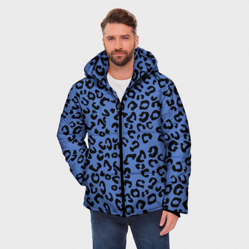 Мужская зимняя куртка 3D Синий леопард, цвет черный - фото 3