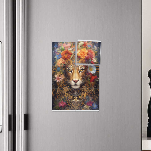 Магнитный плакат 2Х3 Леопард в тропических цветах - фото 4