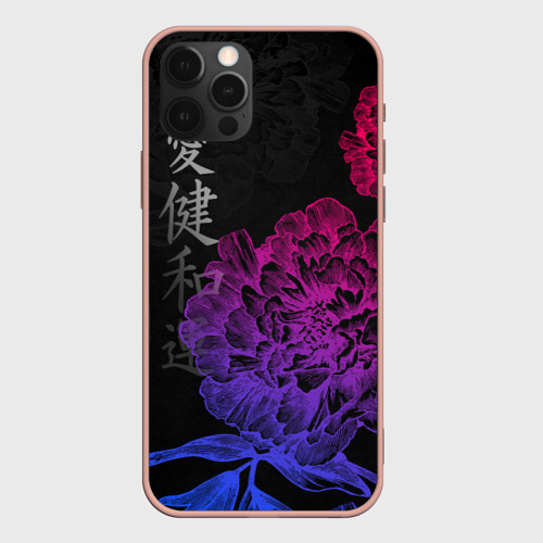 Чехол для iPhone 12 Pro Max с принтом Neon flowers - japanese art, вид спереди #2