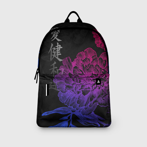 Рюкзак 3D с принтом Neon flowers - japanese art, вид сбоку #3