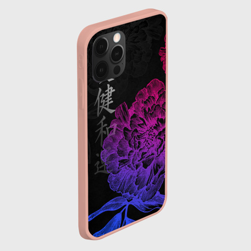 Чехол для iPhone 12 Pro Max с принтом Neon flowers - japanese art, вид сбоку #3