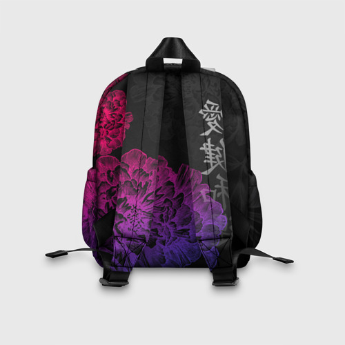 Детский рюкзак 3D с принтом Neon flowers - japanese art, вид сзади #2
