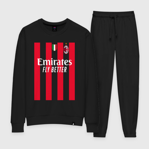 Женский костюм хлопок ФК Милан форма 22-23 домашняя, цвет черный