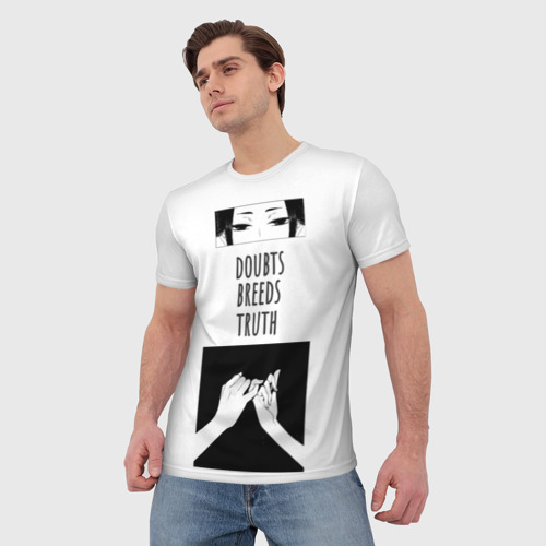 Мужская футболка 3D с принтом Сомнения порождают правду аниме арт, фото на моделе #1
